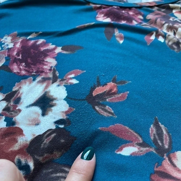 MODERN SOUL LONG SLEEVE‎ STRIPE SLEEVE FALL FLORAL TUNIC TOP MEDIUM LARGE - Picture 4 of 4